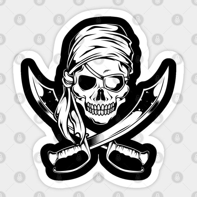 Pirate flag with sabers and skull - Pirates Sticker by Modern Medieval Design
